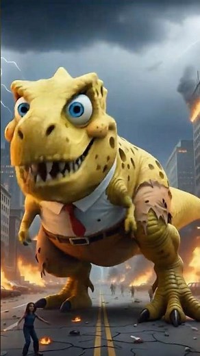 T-Rex Versions of SpongeBob Characters! 🦖🔥 | Epic Cartoon Mashup #shorts #spongebob