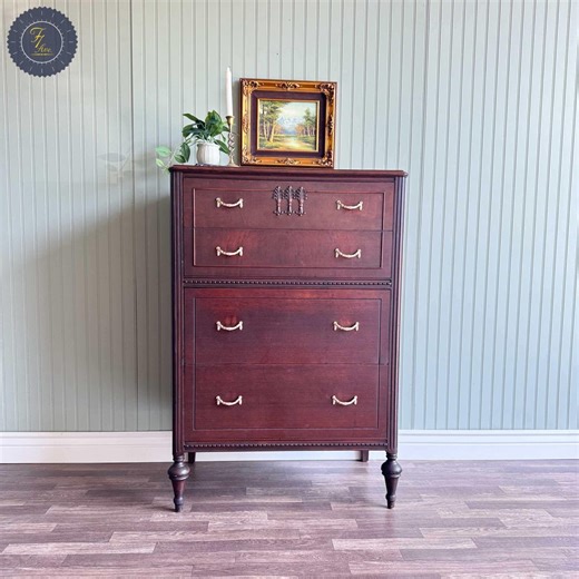 Mahogany Antique Victorian Chest of Drawers | Gold Hardware | 4 Drawer | Restored Furniture - Etsy