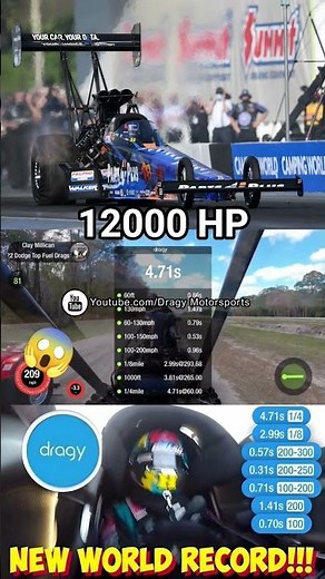 Dragy GPS Record? 12000 HP Top Fuel Dragster 0–473 km/h in 2.99 Seconds 🤯 #dragy #speed #gps #record