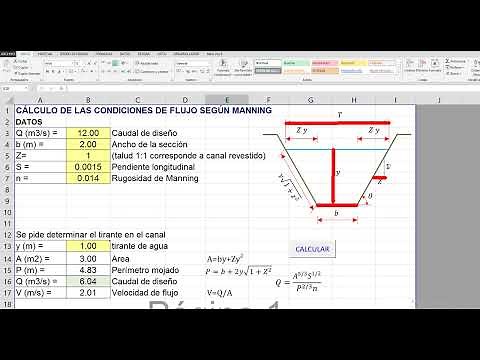 CALCULO HIDRAULICO DE UN CANAL TRAPEZOIDAL EN EXCEL SEGUN MANNING Y CHEZY