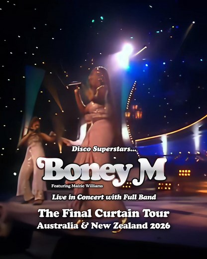 Step into the glittering heart of the disco era as Boney M Featuring Maizie Williams return to Australia for The Final Curtain Tour. With their iconic harmonies, electric choreography, and pure feel-good energy, the group brings every timeless hit back to life in full colour. From Rasputin and Daddy Cool to Rivers Of Babylon, Sunny, Ma Baker, Brown Girl In The Ring and more, this legendary lineup will have every venue turning into a full-scale disco revival. With over 150 million records sold, B