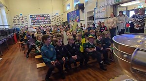 SAM MAGUIRE IN KILFLYNN NATIONAL SCHOOL: The Sam Maguire Cup has had a busy few months since Kerry were crowned All-Ireland football champions following their 1-26 to 0-19 defeat of Donegal in Croke Park on Sunday 27th July. For the last few months the cup has been on a whistle stop tour of the Schools in Kerry and making Special appearance at functions and events in the county. On Tuesday Morning 20th January, the Sam Maguire cup was brought to St. Teresa's National School, Kilflynn by Kerry an