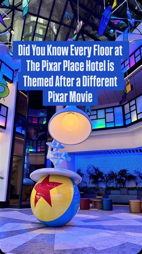 Disney.SME on Instagram: "Happy Birthday @pixar 🥹🥳 Come with me to see the incredible artwork on every floor of The Pixar Place Hotel. This is best watched with the sound on 🔈🥹 Update! Here’s a list of the movie mural for each floor: 1: Luca (Lobby) 2: changes depending on art exhibit 3. Finding Nemo (pool floor, which also is Nemo themed) 4. Soul 5. Up 6. Toy Story 7. Brave (see comments for 8-14, I ran out of space!) #pixar #pixarplacehotel #pixarmovies #pixarfest disneylandresort"