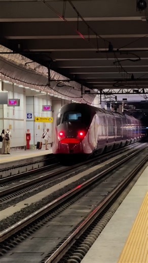 Railcolor[design] on Instagram: "The French experiment that ended up in Italy: The Alstom AGV ⬇️ The automotrice à grande Vitesse (AGV) was developed by Alstom in the early 2000s. Unlike the Alstom’s earlier TGV designs, this train didn’t not rely on power cars on both ends of the train, but rather distributed power throughout the whole set ⚡️ A prototype named ‘Pégase’ was eventually built, and could reach a theoretical top speed of 360 km/h 💨 However, the AGV was never a true commercial succe