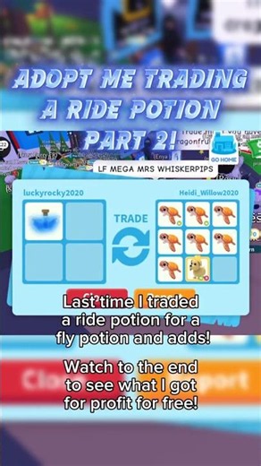 Part 2 of trading a ride potion: Trading a fly potion in adopt me for a massive overpay!