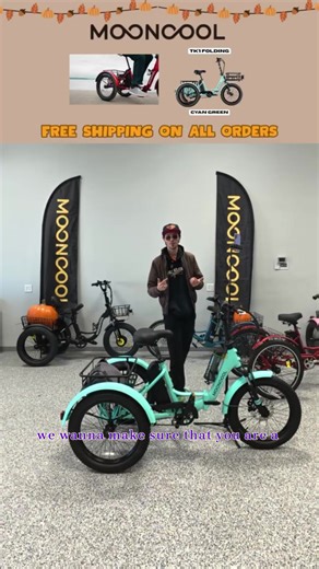 【TikTokShopBlackFriday】Mooncool 500W TK1 Folding Electric Trike for Adults,1000W Peak Power 16 MPH 70 Miles 3 wheels Electric bicycle，48V*14.5 Ah UL 2849 Removable Battery,EBike