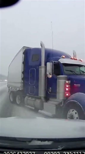 Truck Skids Uncontrollably Into Barrier During Snowstorm #Dashcam #Accident
