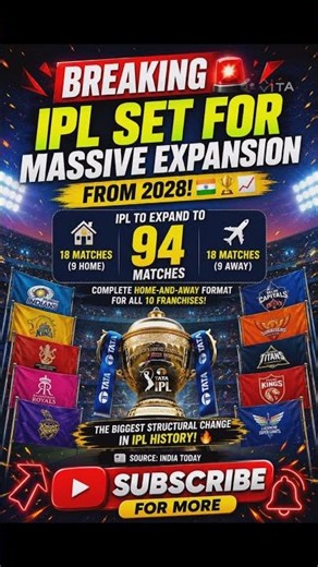 IPL 2028 Biggest Update 🤯🔥 94 Matches Confirmed? Full Home & Away Format! 🏆
