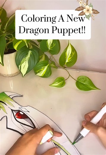 Coloring a Tree-Themed Dragon Puppet