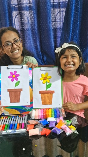 CLAY DRAWING FLOWER POT 🌼 🌸 #clay #claycraft #claycrafts #clayart #clayvideos #meherthecutepie