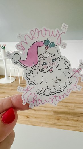 🎅💗 Pink Santa Claus stickers, anyone? 🤩 Obsess over the ridiculously smooth cuts & vibrant colors that pop on our glossy paper! 💯 Zero ink blobs guaranteed - just pure printing bliss ✨ | Koalagp