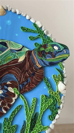 Sea Turtle Wall Clock made from Paper | Quilling Art
