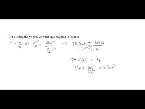 Mass and Volume of Water and Cement in Concrete Mix - Calculation