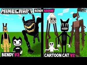 BENDY V3 ADDON VS CARTOON CAT V2 ADDON! (Bendy Minecraft Showcase)