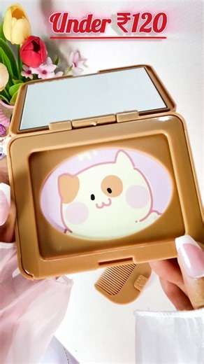 Travel Friendly Compact Mirror with Mini Comb Under ₹100 | Cute & Handy Pocket Essential ✨