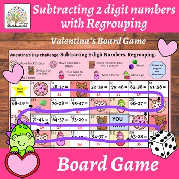 Subtraction 2 Digit Numbers with Regrouping board Game 