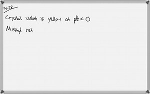 Estimate the pH of a solution in which crystal violet is yellow and methyl orange is red. (See Fig. 14-8 . ) | Numerade