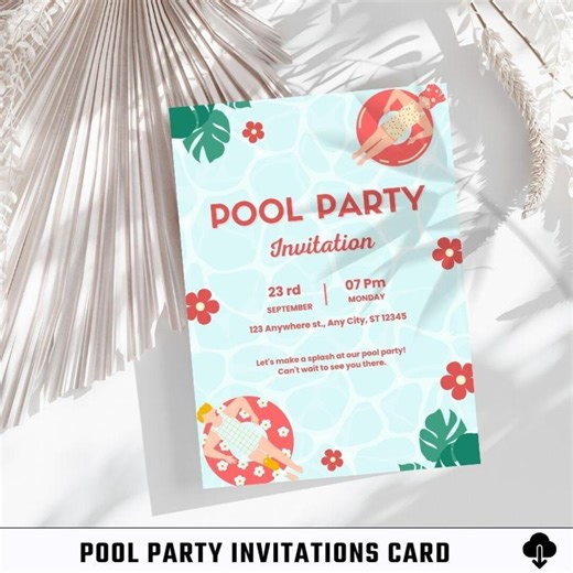 Pool Party Invitation Card / Canva Editable Digital Pool Party Invite / Summer Pool Party Celebration Printable Template - Etsy Australia