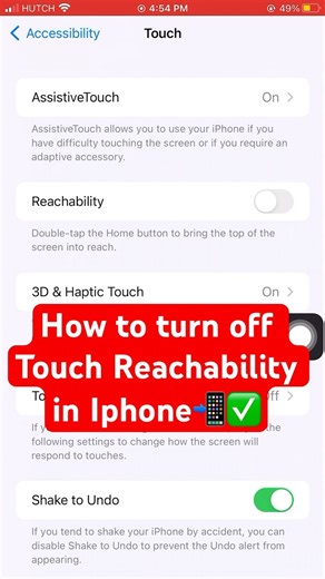 How to turn off Touch Reachability in Iphone📲✅ #iphone #3dtouch #touch #tutorial #reachability