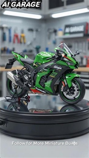 🏍️ Mini Kawasaki Ninja ZX-10R built by AI robots! 🤖 Satisfying assembly 🔥 #shorts