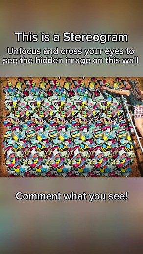 Wall Stereogram! Can you find out what’s hiding here? #stereogram #illusion #crossview #learning #3d