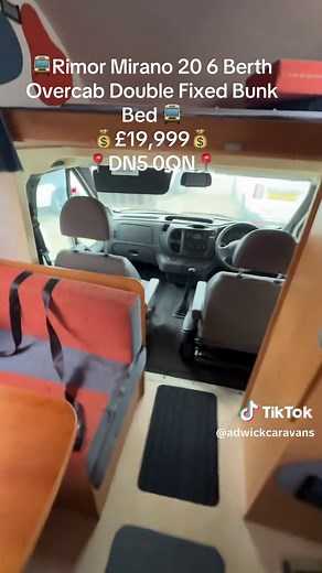 🚐 Rimor Katamarano 20 🛌 6 Berth 🛏️ Fixed Bunk Beds 🛏️ Overcab Double 🪑 6 Belted Seats 🏗️ Coachbuilt Motorhome 💷 £19,999 ✨ Key Features: ⚖️ 3500kg Revenue Weight (Standard Car Licence) ⚙️ 5 Speed Manual Transmission 📦 Rear Garage / Storage Space 🔧 2.2 Chain Engine • 125BHP 🪟 Electric Windows & Mirrors 🛏️ Spacious Overcab Double Bed 🛋️ Dinette Seating Converts To Double 🪑 X4 Rear Travelling Seat Belts 🍳 Kitchen Area With Oven & Grill ❄️ Fridge / Freezer 🚿 Middle Bathroom With Shower