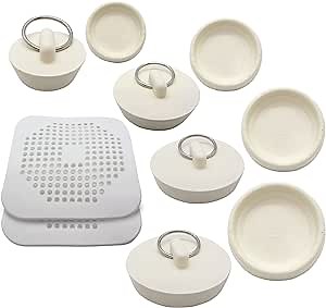 6 Pack Drain Cover - Shower, tub, Bathtub, Sink & Laundry, 2 pcs Silicone Hair, 4 pcs Rubber Drain Stopper