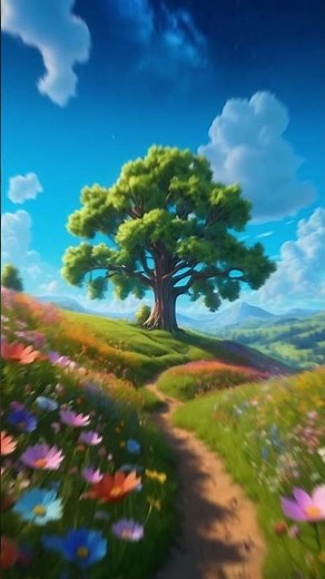 Traumhafte Natur Wallpaper 4K 🌿✨ – Wunderschöne Landschaft mit Blumen & Baum