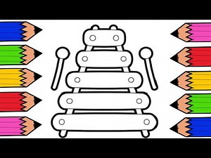 Xylophone Coloring for Kids | Glitter Coloring Toy Drawing | Easy & Fun Art Video