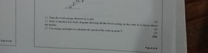 2.1 State the work-energy theorem in words.2.2 Draw a labelle... | Filo