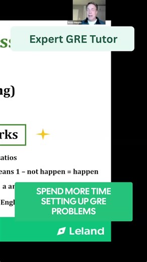 Hot take: spend 90 seconds on GRE quant setup, 30 on solving 🤯 Leland coach says this counterintuitive method = 90% accuracy rate but feels terrible while doing it #GRE #GREPrep #GREQuant #TestPrep #StudyTips #GradSchool