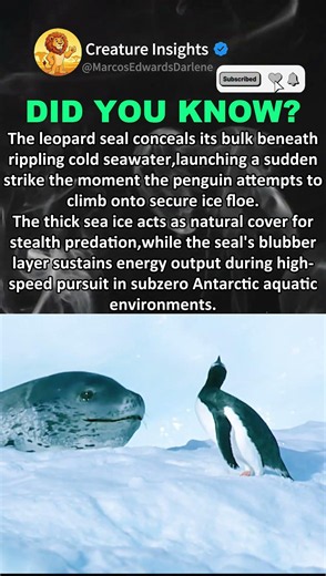 Ice Edge Ambush Strategy, Leopard Seal’s Specialized Hunting Adaptation In Antarctic Pack Ice