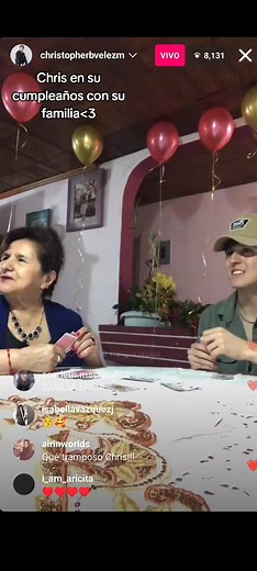 Chris en su cumpleaños con su familia