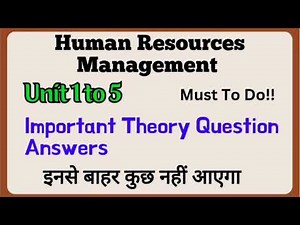 Important Questions Answer l Human Resource Management l Unit 1 to 5 l Semester 2 l B Com l DU l