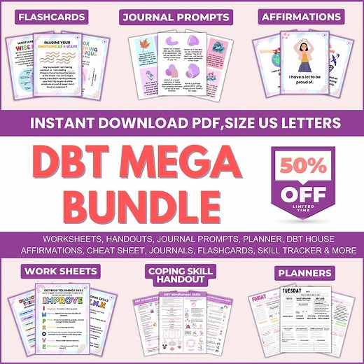 DBT Mega Bundle: Therapy Worksheets, Flashcards, Journal (digital Download) - Etsy