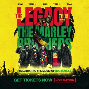 Join the Marley Brothers live this summer on the #LegacyTour2024. See Ziggy, Stephen, Julian, Ky-Mani and Damain celebrating the iconic songs of Bob Marley across North America! | Bob Marley