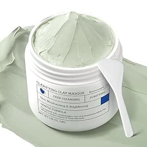Clay Mask for Face & Sensitive Skin: Triple Mud Formula Deep Cleans Pores Reduces Acne Balances Oil & Improves Texture - 3.88 Oz