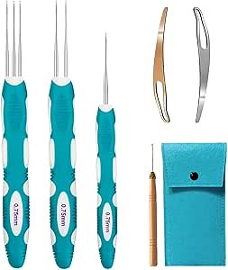 Yarniss Dreadlocks Crochet Hooks with Ergonomic Handle,0.75mm Hair Crochet Needle for Loc Braid