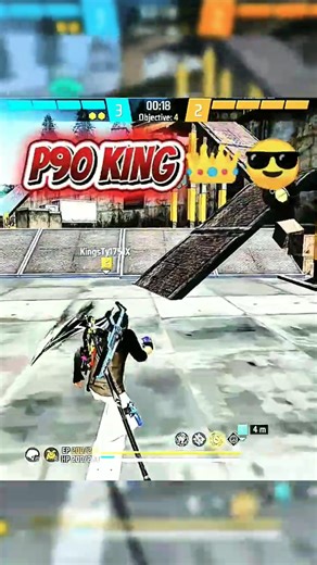 1 V S 4 ❤ Squad Clutch with P90 Katta But No Reload Challenge🤞#shorts #freefireshorts#trending