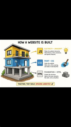 🏘️ HTML, CSS & JavaScript Explained With a House 🤯 #html #css #javascript #coding
