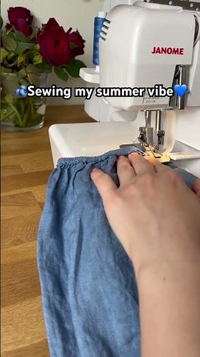 POV: sewing my summer linen blouse 💙 #shorts #sewing #linen