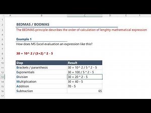 Understanding numerical operations in MS Excel | BODMAS