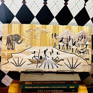 African Straw Art Wall Panel Handwoven Village Scene Vintage Décor - Etsy