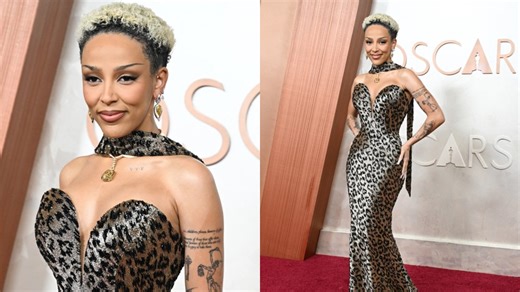 Doja Cat Celebrates ‘Feminine Power’ in Plunging Leopard-print Dress Inspired by Pierre Balmain’s 1953 Collection for Oscars 2025 Red Carpet