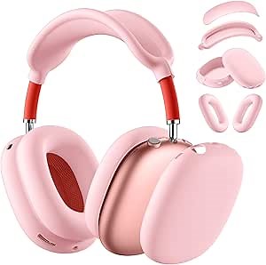 Lerobo for AirPods Max Case, Anti-Scratch Ear Pad & Headband Protector, Soft Silicone Skin for Apple AirPods Max 2024/2020 Accessories (Pink)