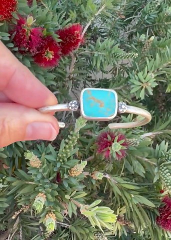 Kingman Turquoise Sterling Silver Cuff Bracelet, Handmade Rustic Bohemian Style Jewelry - Etsy