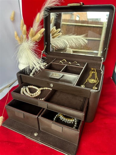 Rare Jasper Conran Archive Collector's Jewellery Chest | Luxury Chocolate Leather & Chrome | Multi-tier Designer Vanity Trunk - Etsy