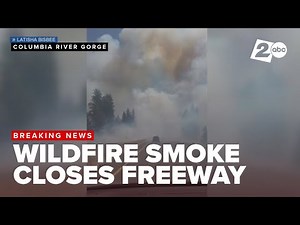 Wildfire in Oregon's Columbia River Gorge forces evacuations, freeway closure