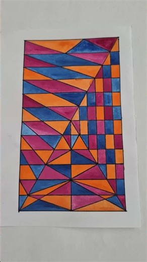 Satisfying Geometric Grid Art 📐 #coloring #abstractart #shorts