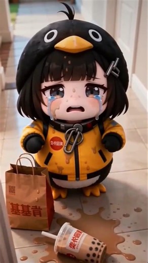 👀Mom scolds me for eating outside food.🐧🧃 #shorts